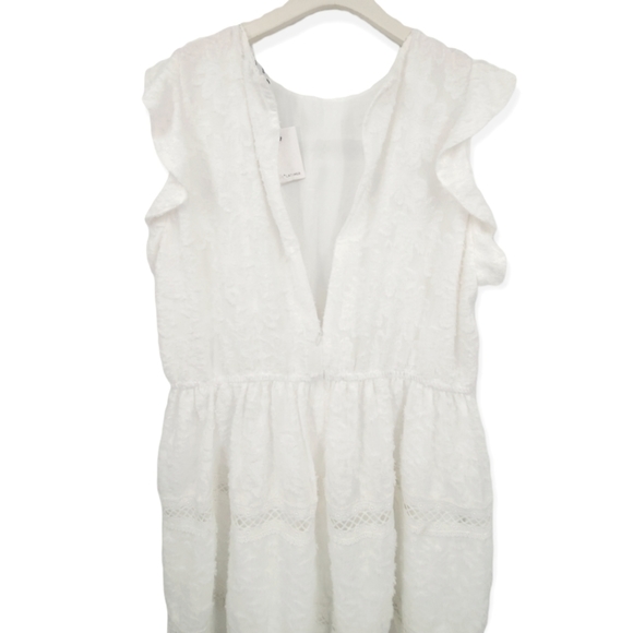 Gibson Latimer Off White Ruffle Crew Neck Sleeveless Crochet Dress XX-Large NWT - Picture 5 of 7